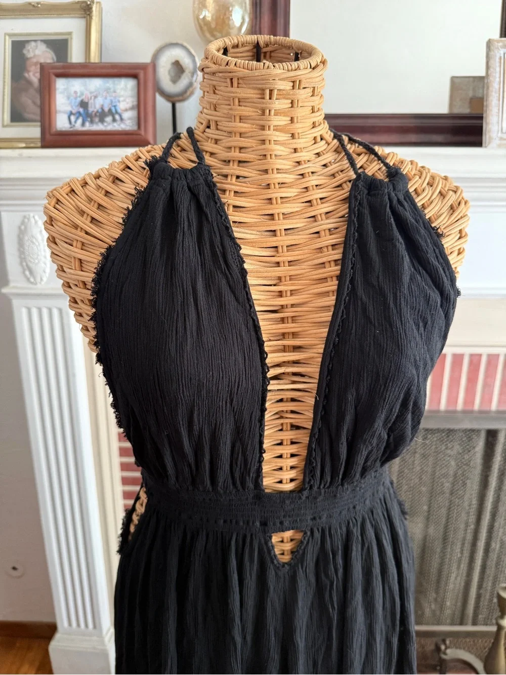 Free People look into the sun black gauze maxi dress Large